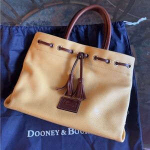 Dooney & Bourke Mustard Yellow Pebbled Leather with Brown Accents